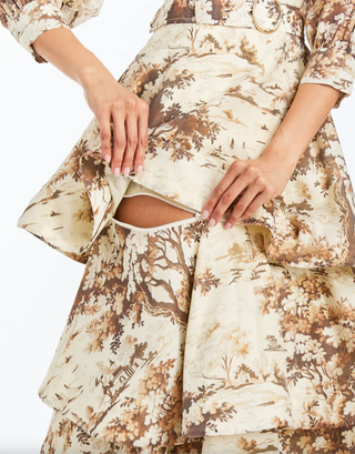 Rhonda Convertible Midi Dress - Chestnut Toile