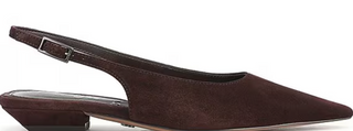 Netty Suede Pointed Toe Kitten Heel Slingback Flats - Cafe Noir