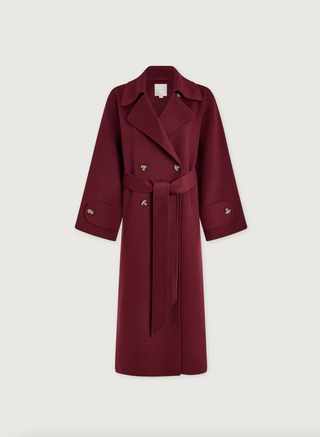 Helston Long Belted Coat - Cabernet