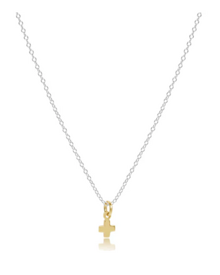 16" Necklace Sterling Mixed Metal - Signature Cross Small Gold