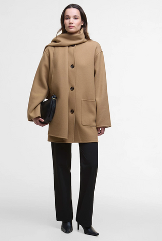 Barbour Clementine Wool Scarf Coat - Camel