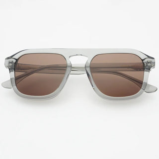 Addison Acetate Unisex Aviator Sunglasses -Crystal Gray / Brown