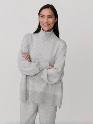Baker High Neck Sweater - Light Grey Marl