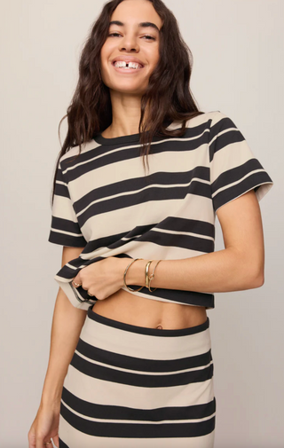 Stellan Striped Tee - Ash Black