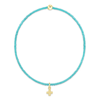 Hope Classic Turquoise Bracelet - Signature Cross Small Gold Charm