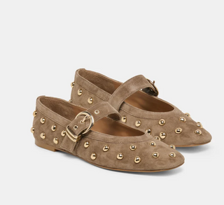 Mikel Stud Flat - Olive Suede