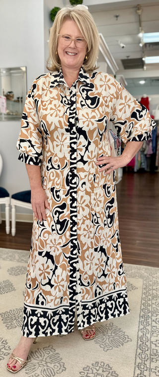 Maxi Shirt Dress - Ethnic Border