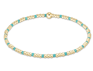 Hope Sincerity Pattern 2mm Bead Bracelet - Turquoise