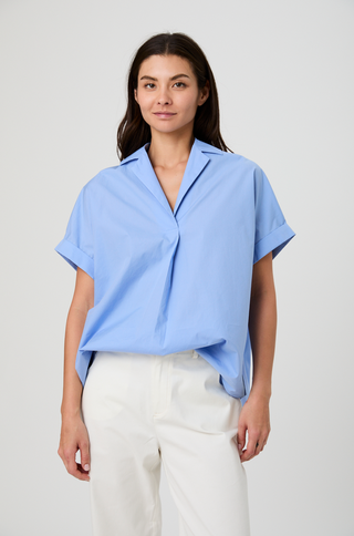 Poplin Collar Pullover - Blue Hydrangea