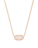 Elisa Short Pendant Necklace - Rose Gold Iridescent Drusy