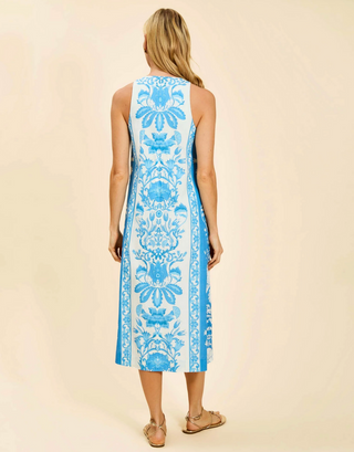 Farfalle Midi Dress - Florentine Blue