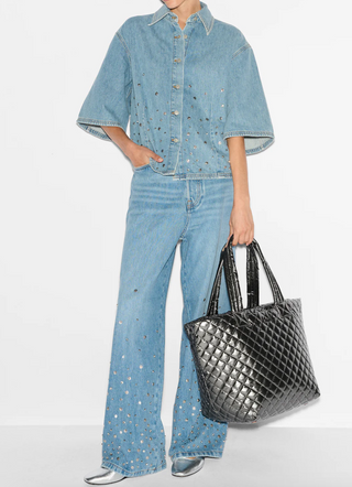 Medium Metro Tote Deluxe - Pewter Metallic