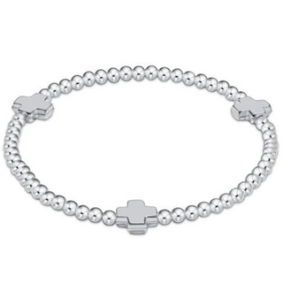 Signature Cross Sterling Pattern 3MM Bead Bracelet - Sterling Silver