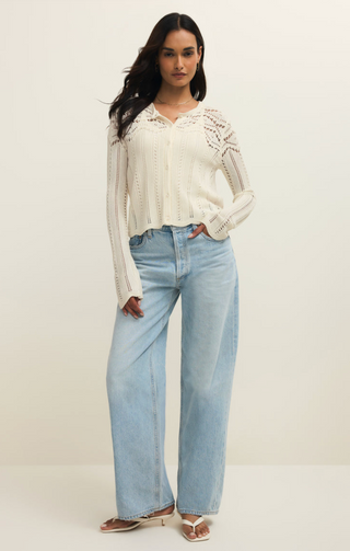 Alycia Crochet Sweater - Cloud