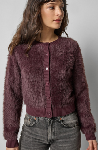 Brushed Crewneck Cardigan - Raisin