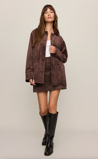 Perri Suede Mini Skirt - Dark Chocolate