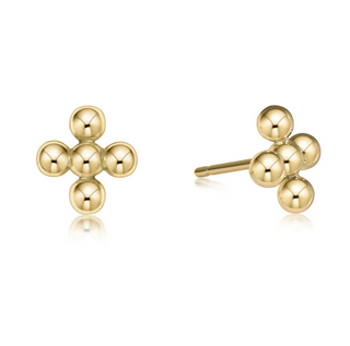 Classic Beaded Signature Cross Stud - 4mm Bead Gold