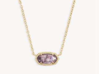 Elisa Short Pendant Necklace - Gold Purple Amethyst