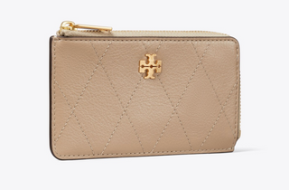 Charlie Quilted Zip Card Case - Soft Cement