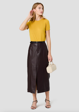 Madeline Faux Leather Midi Skirt - Coc Brown