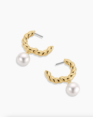 Pearl Crew Hoops - Gold