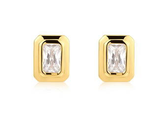 The Emerald Bezel Stud - Gold