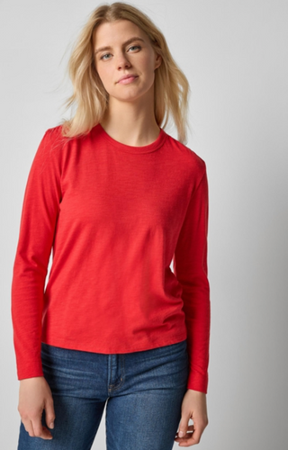 Shirred Shoulder Crewneck - Cherry