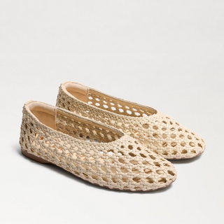 Shira Woven Ballet Flat -  Ivory Woven Leather