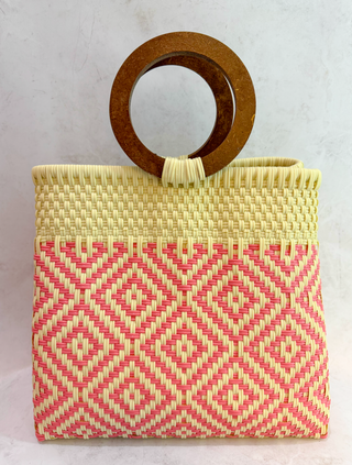 Madera Tote - Bone / Coral Diamond