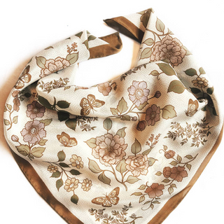 100% Silk Bandana Western Floral & Butterfly  – 23” Square