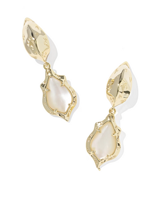 Adriana Scallop Frame Huggie Earrings - Gold Natural Mother of Pearl