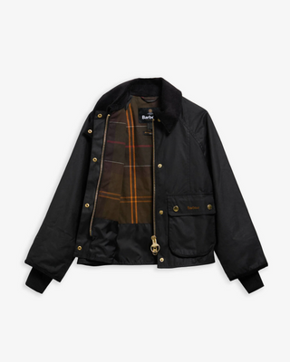 Barbour Cropped Beadnell Wax Jacket - Black / Classic