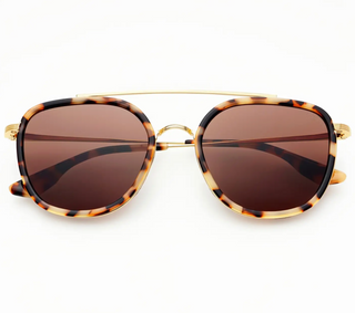 Weston Acetate Round Unisex Sunglasses - Milky Tortoise / Brown