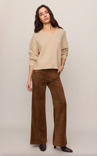Cecile Mid Rise Wide Leg - Saddle Suede