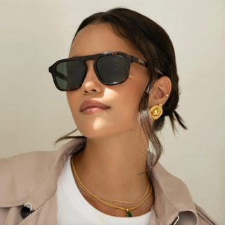 Addison Acetate Unisex Aviator Sunglasses - Tortoise
