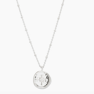 Compass Coin Necklace - Silver