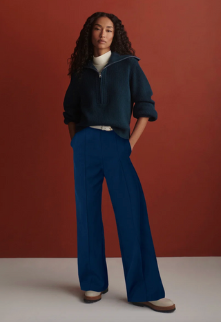 Maura Half Zip Knit Sweater - Sea Blue