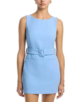 Azra Twill Belted Mini Dress - Blue Hydrangea