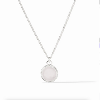 Fleur-de-Lis Solitaire Necklace - Silver Iridescent Clear Crystal