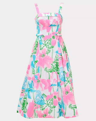 Rissy Midi Dress - Resort White / Viney Liney