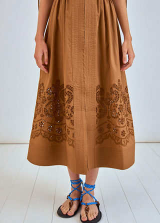 Kirin Dress - Mocha Embroidered Eyelet