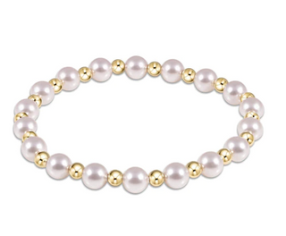 Classic Grateful Pattern 4mm Bead Bracelet - Pearl