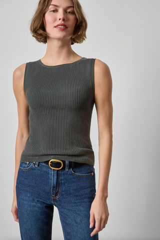 Sleeveless Rib Top - Elm