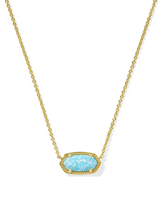 Elisa Pendant Necklace - Gold Light Teal Kyocera Opal