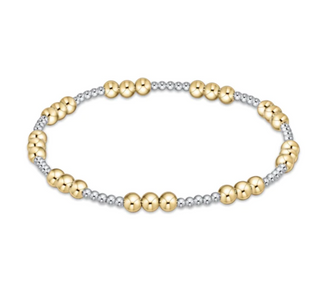 Classic Joy Pattern 4mm Bead Bracelet - Mixed Metal