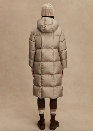 Katya Long Down Puffer - Portabella Metallic