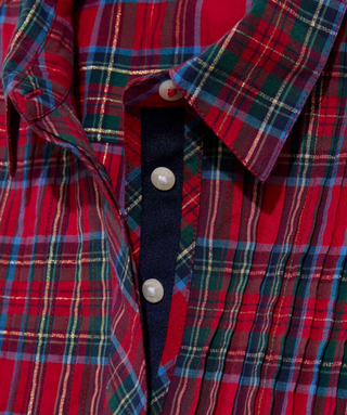 Pippa Poplin Dress - Yuletide Tartan Red