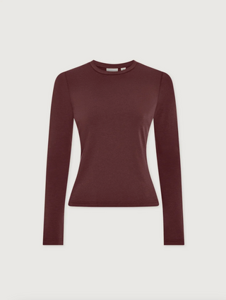 Edna Long Sleeve Fitted Tee - Deep Mahogany