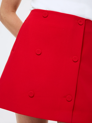 Azra Twill Double Breasted Mini Skirt - Mars Red