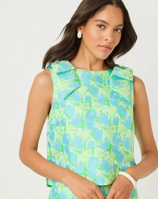 Annaleese Sleeveless Cropped Top - Capri Blue / Tulip Tango